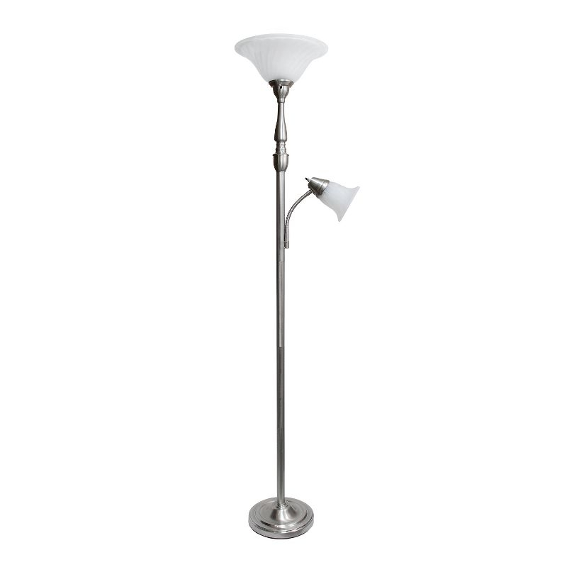 71" 2-Light Mother Daughter Floor Lamp Brushed Nickel - Elegant Designs: Adjustable, UL Listed, Metal Body