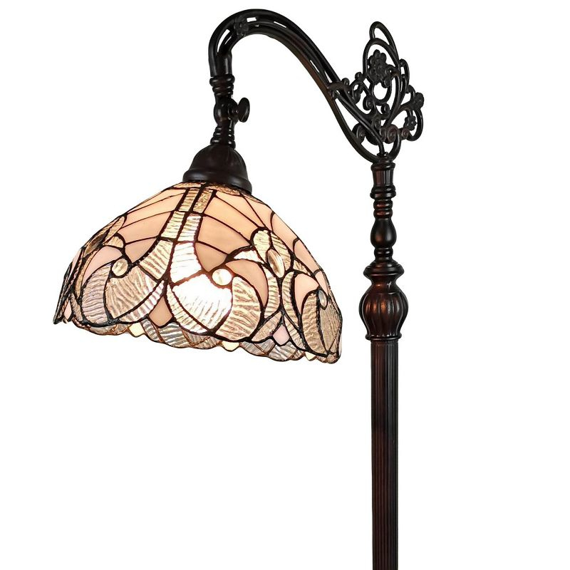 Amora Lighting Tiffany Style White Reading Floor Lamp 62" High