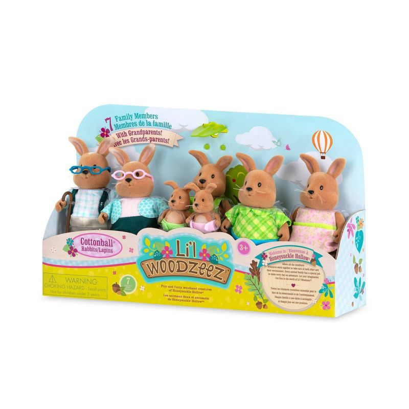 Li'l Woodzeez Miniature Animal Figurine Set - Cottonball Rabbit Family