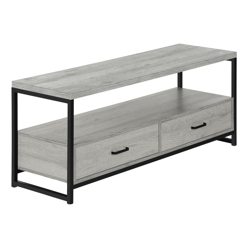 Monarch Specialties Tv Stand 48 Inch Console Media Entertainment Center Storage Drawers Laminate Metal Grey Black Contemporary Modern
