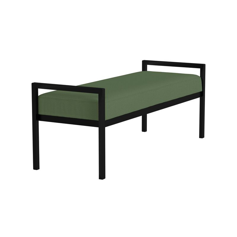 HomePop Modern Metal Bench Loden Green: Upholstered Rectangle for Entryway, End of Bed