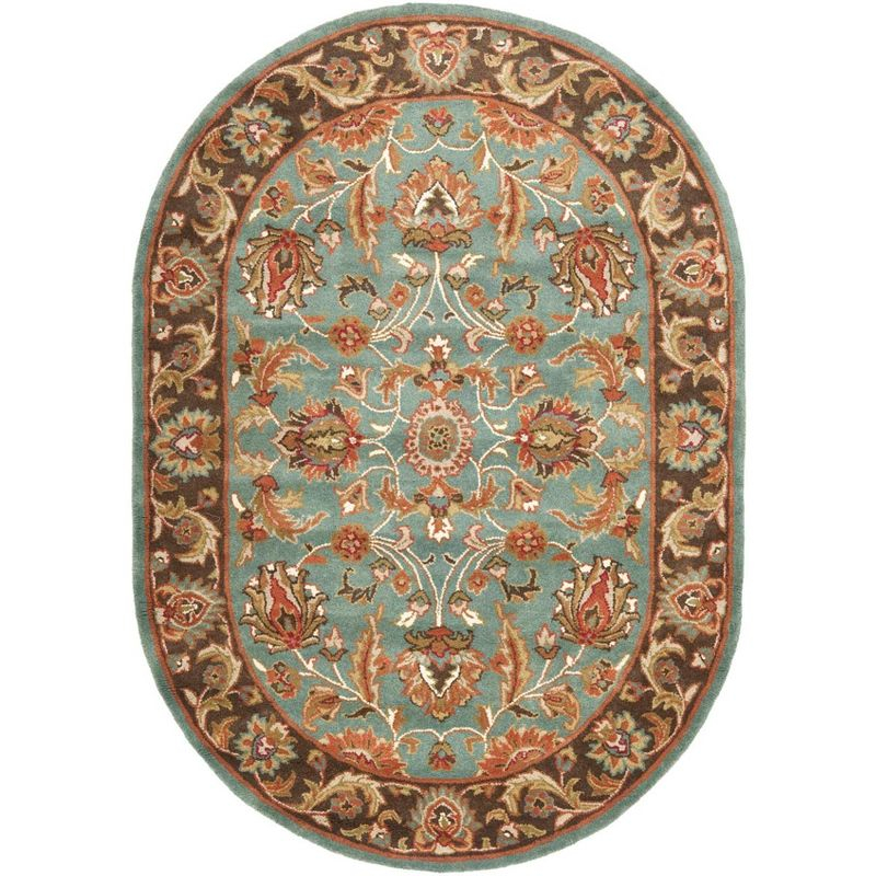 Heritage HG812 Hand Tufted Area Rug - Blue/Brown - 4'6"x6'6" Oval - Safavieh.