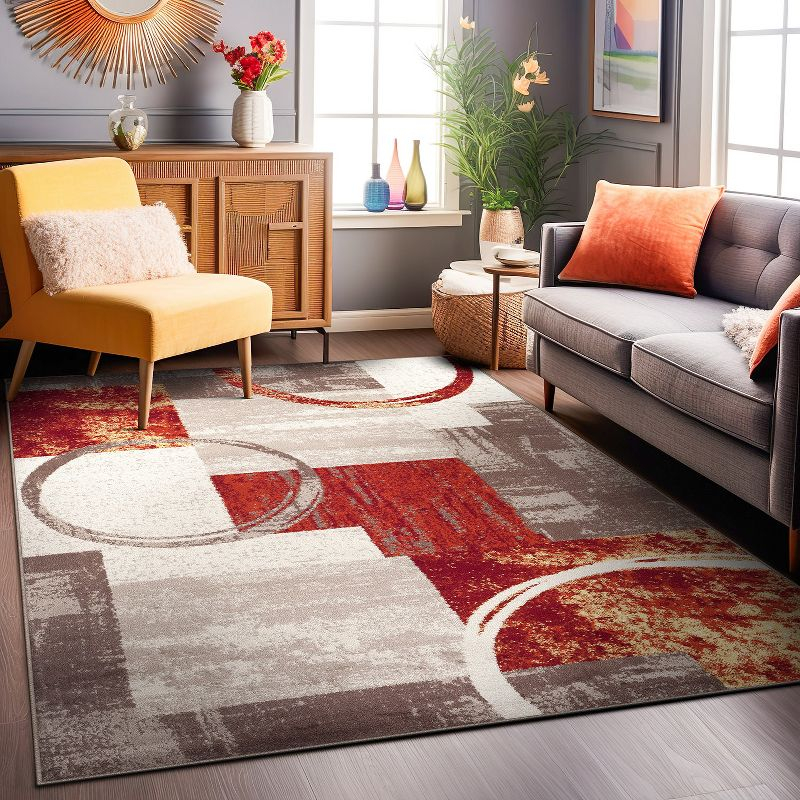 World Rug Gallery Abstract Circle Multi 3'3"x5' Area Rug