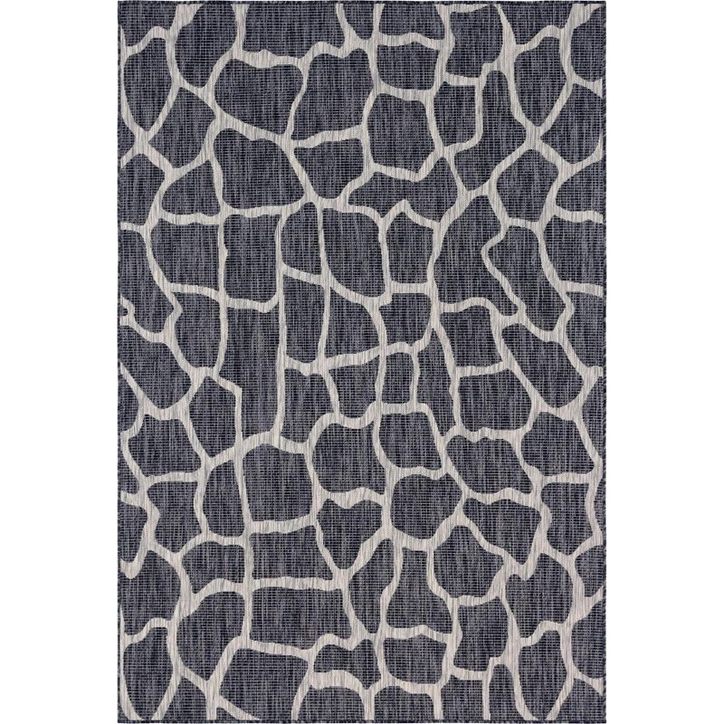 Unique Loom 6' 1 x 9' 0 Rectangle Indoor/Outdoor Safari Charcoal Gray Area Rug