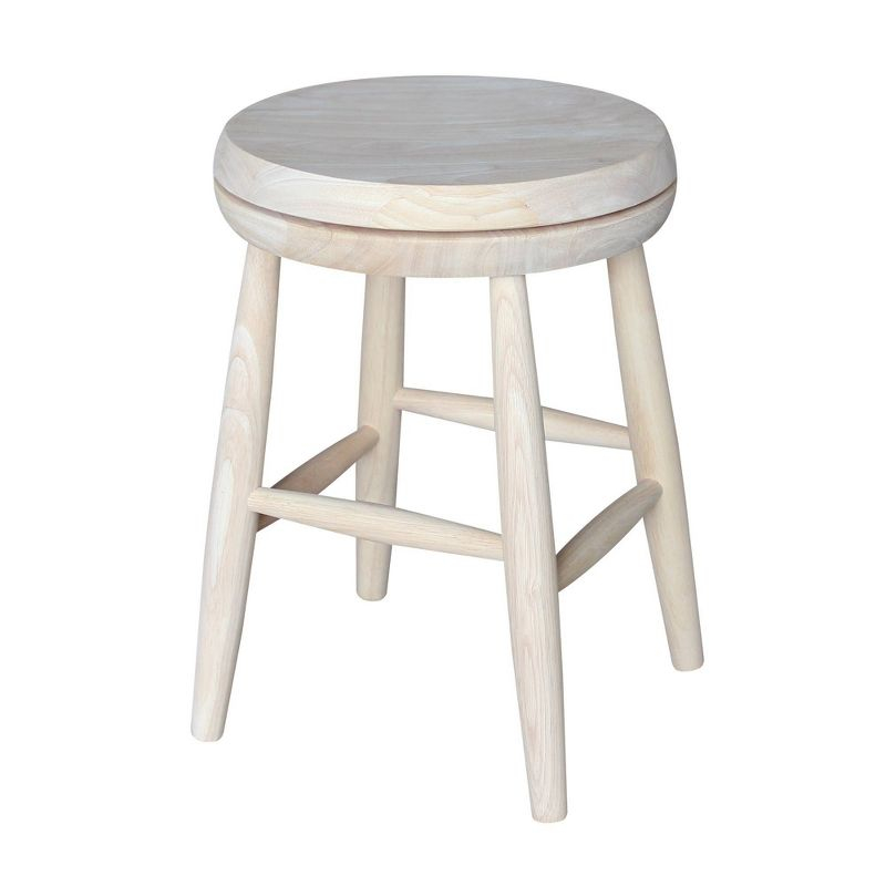 Jonathan Swivel Scooped Seat 18" Stool - Unfinished - International Concepts: Solid Wood, Round, No Assembly Required