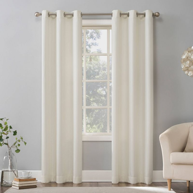 84"x40" Sora Casual Textured Light Filtering Grommet Top Curtain Panel Ivory - No. 918