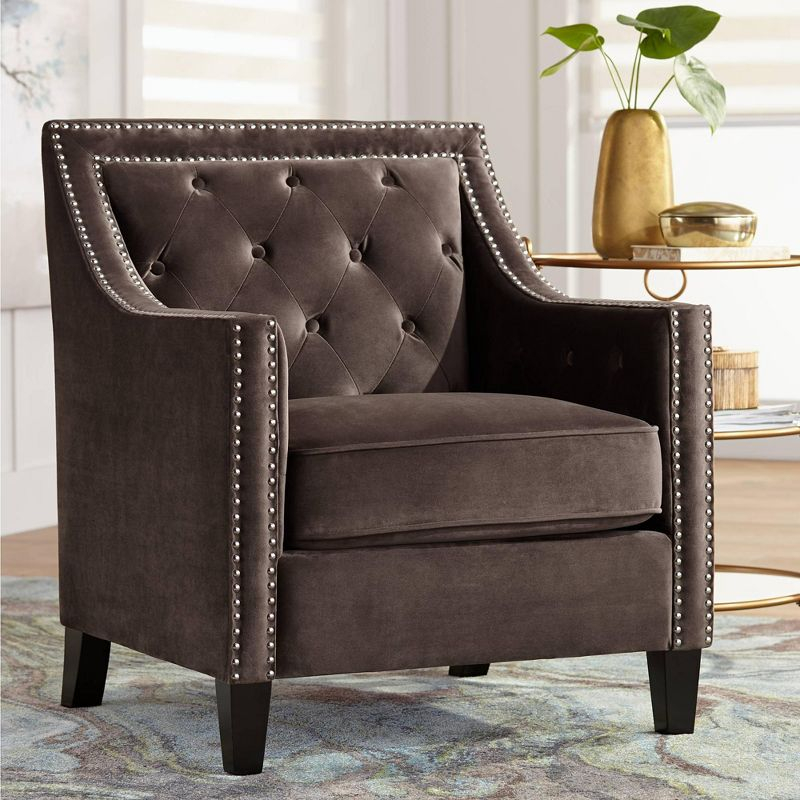 Elements Classic Chocolate Brown Tufted Armchair