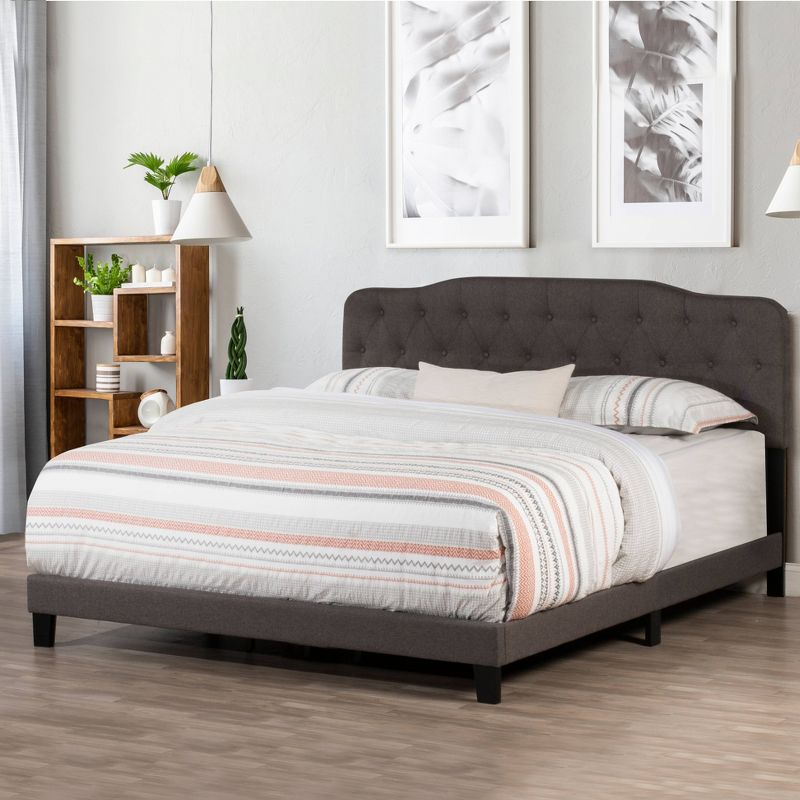 Queen Nicole Upholstered Bed In One Stone Gray Fabric - Hillsdale Furniture