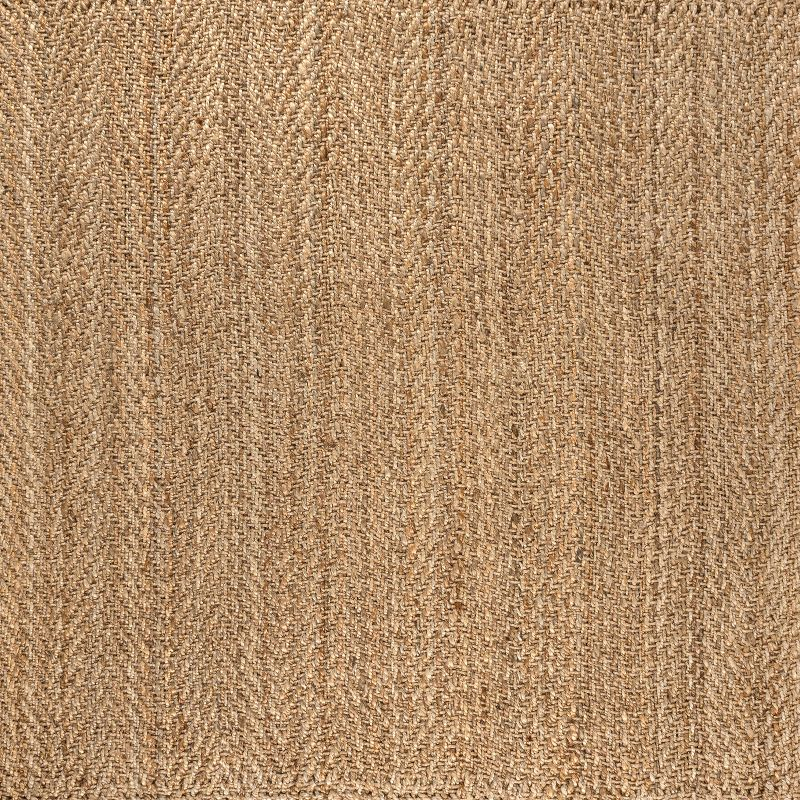 Espina Hand Woven Herringbone Chunky Jute Natural 6' Square Area Rug - JONATHAN Y