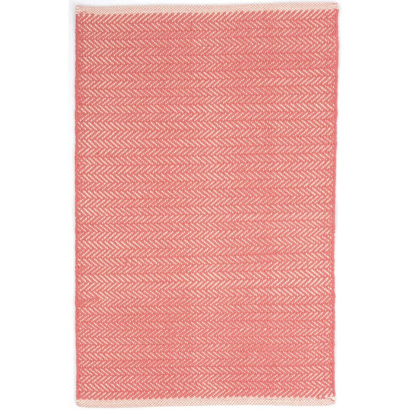 Herringbone Coral Handwoven Cotton Rug