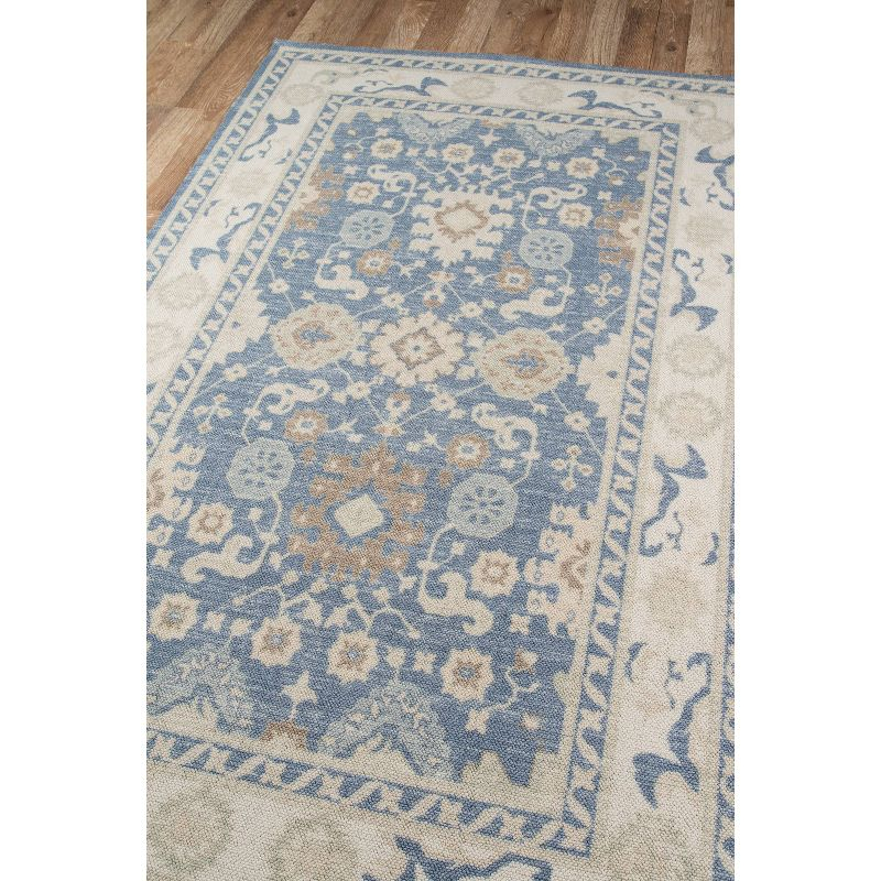 Momeni 6'6"x9' Anatolia Kylee Medallion Machine Loomed Area Rug Light Blue: Wool & Nylon, Low Pile, Indoor Use