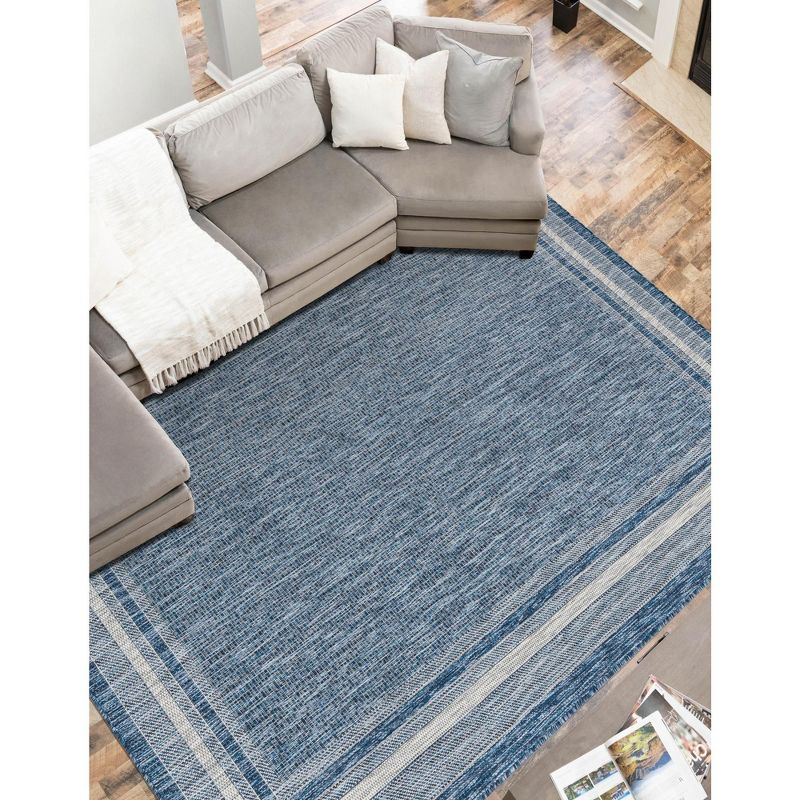 Unique Loom 10' 0 x 14' 0 Rectangle Indoor/Outdoor Border Blue Area Rug