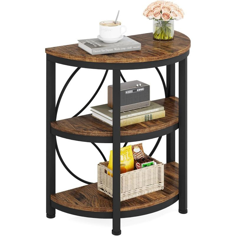 Tribesigns 1pc 3-Tier Semi Round End Table, Half Moon Accent Table
