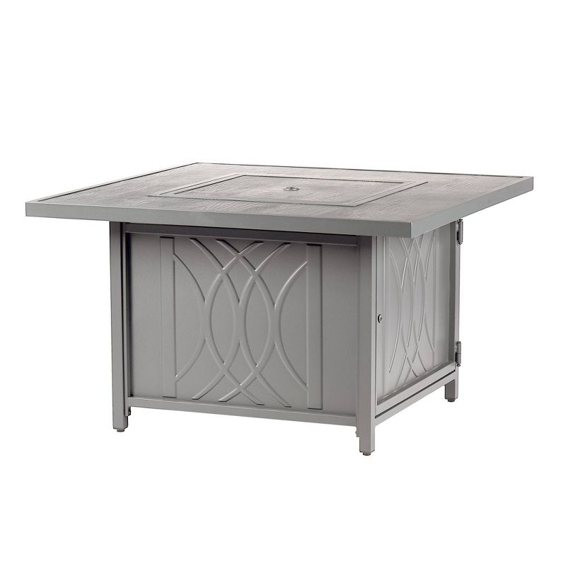 42" Square Aluminum 55000 BTUs Propane  Modern Fire Table with 2 Covers - Gray - Oakland Living