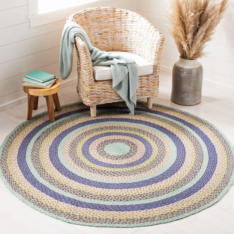 Cape Cod CAP241 Hand Woven Area Rug - Blue/Green - 4' round - Safavieh.