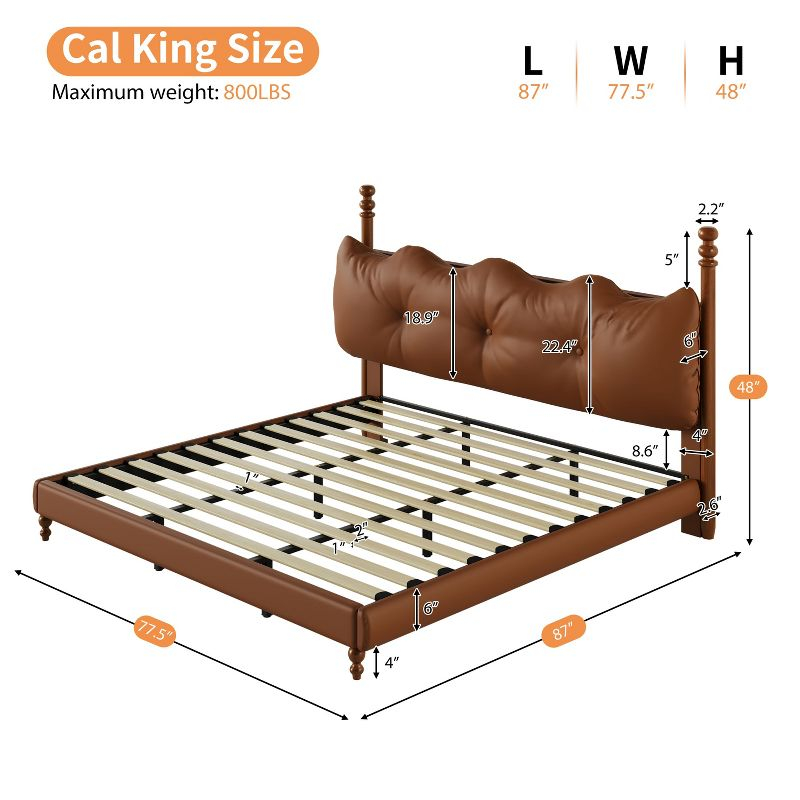 Christopher Knight Home Calka Modern Faux Leather Upholstered Coffee Bed with Headboard, California King