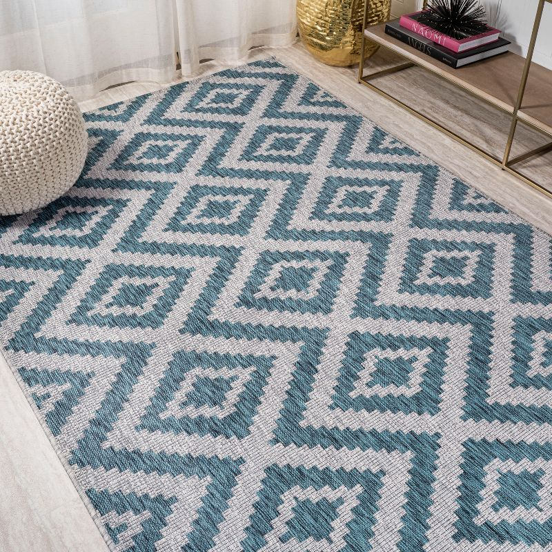 4'x6' Sintra Diamond Indoor/Outdoor Area Rug, Blue/Gray - JONATHAN Y