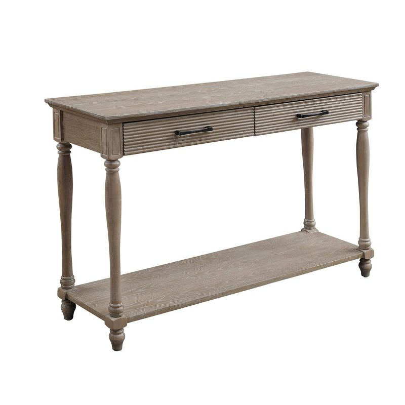 Acme Furniture Ariolo Sofa Table Antique White: Rectangular Entryway Table with Drawer, Wood Frame & MDF Top