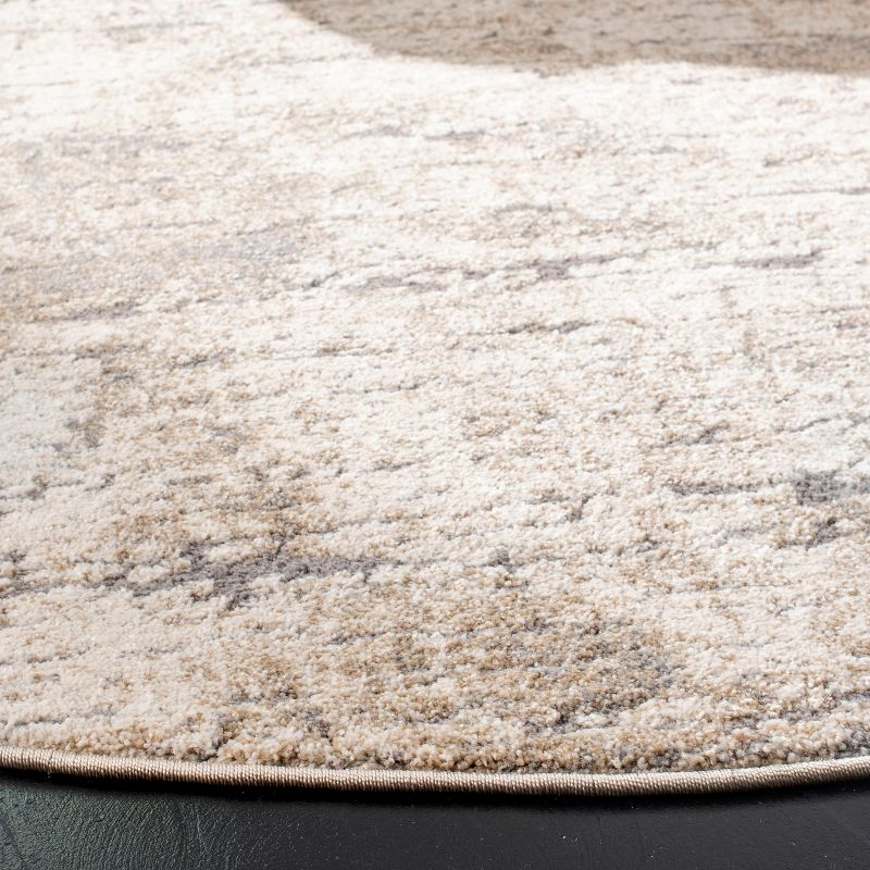 Spirit 100 SPR126 Power Loomed Indoor Area Rug - Taupe/Ivory - 6'7" Round  - Safavieh