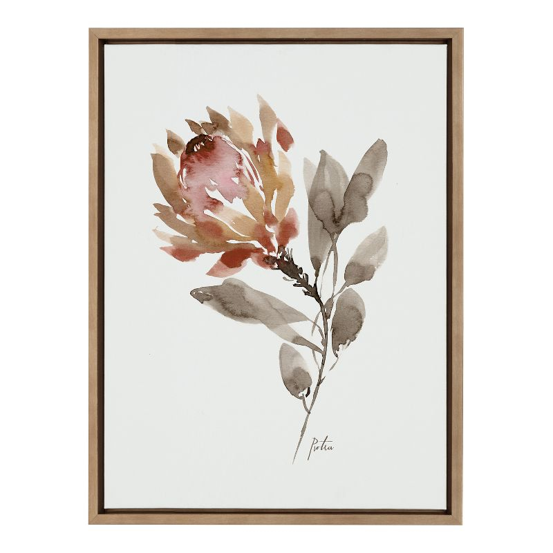 18" x 24" Sylvie Wild King Protea Framed Canvas by Sara Berrenson Gold - Kate & Laurel All Things Decor: Vertical Botanical Digital Art