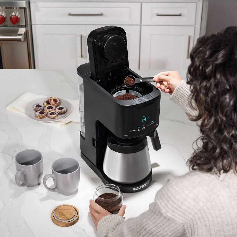 Gourmia 12 Cup Drip Coffee Maker with Thermal Carafe Black: Stainless Steel, Electric, Dishwasher-Safe Parts, 2-Year Warranty