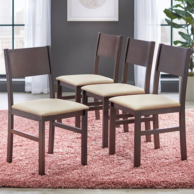 5pc Lucca Dining Set Beige/Brown - Buylateral: Modern Upholstered Chairs, Wood Composite Table