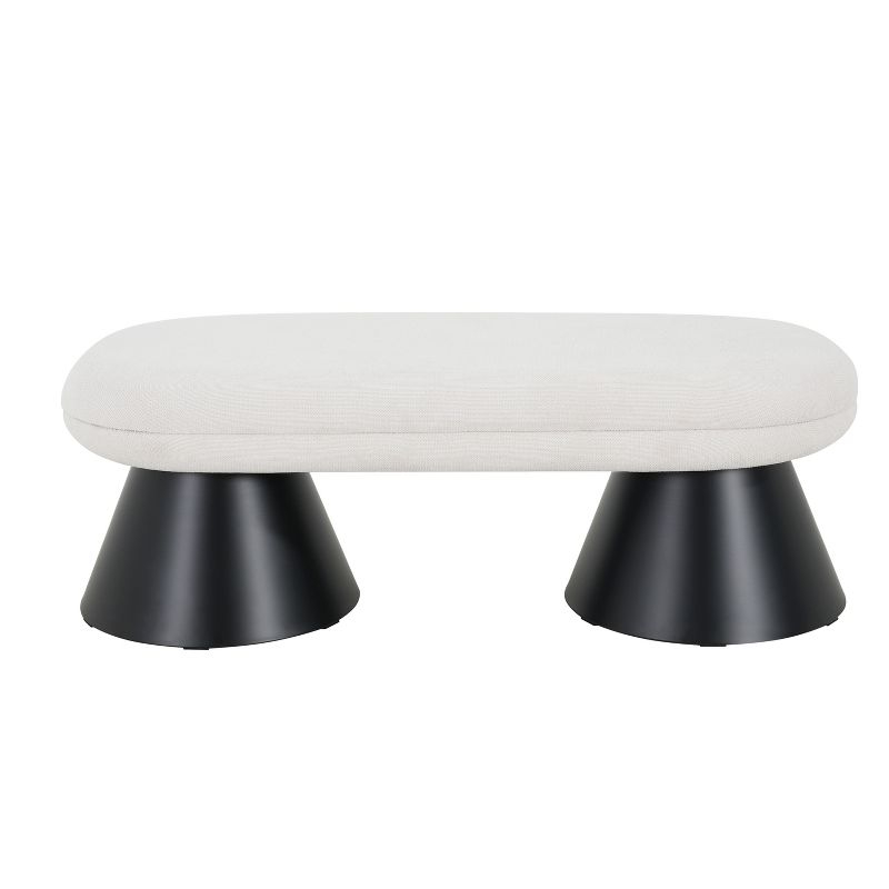 Christopher Knight Home Salal Modern Upholstered Dining Bench with Double Pedestal Iron Legs, Beige