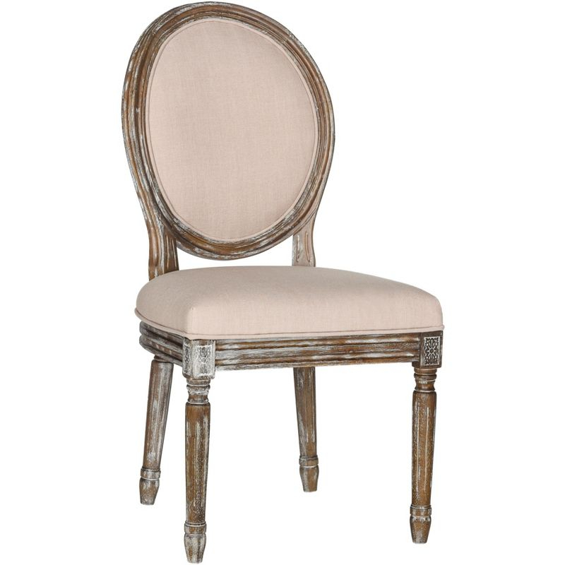 Holloway 19''H French Brasserie Oval Side Chair (Set of 2) - Beige/Rustic Oak - Safavieh