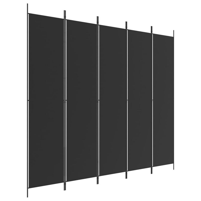 vidaXL 5-Panel Room Divider Black 98.4"x86.6" Fabric
