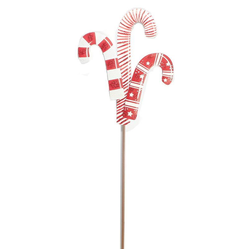 27.0 Inch Three Candy Cane Stake Stripes Stars Decorative Garden Stakes