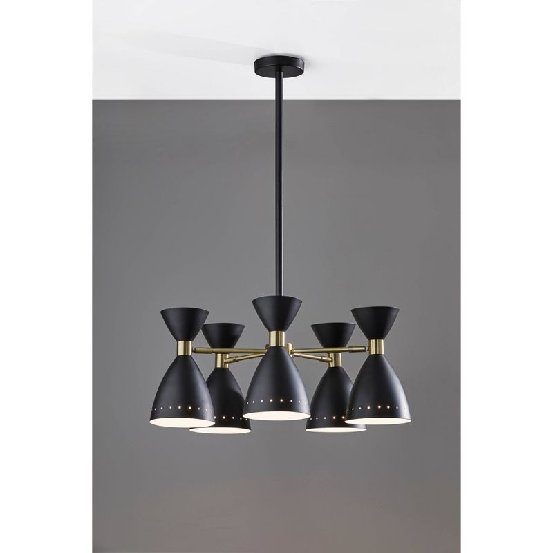 5-Head Oscar Pendant Black - Adesso: Mid-Century Modern, Adjustable, Overhead Island Lighting, ETL Listed