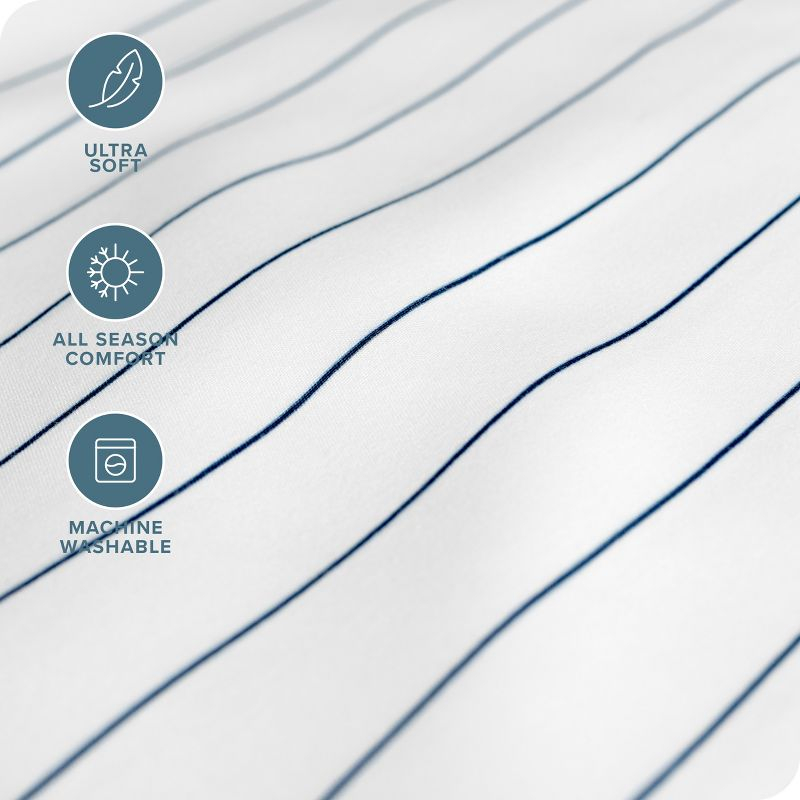 King Pinstripe - White/Midnight 4 Piece Printed Pattern Microfiber Sheet Set by Bare Home