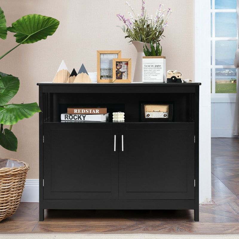 Costway Kitchen Buffet Server Sideboard Storage Cabinet w/2 Doors & Shelf Black