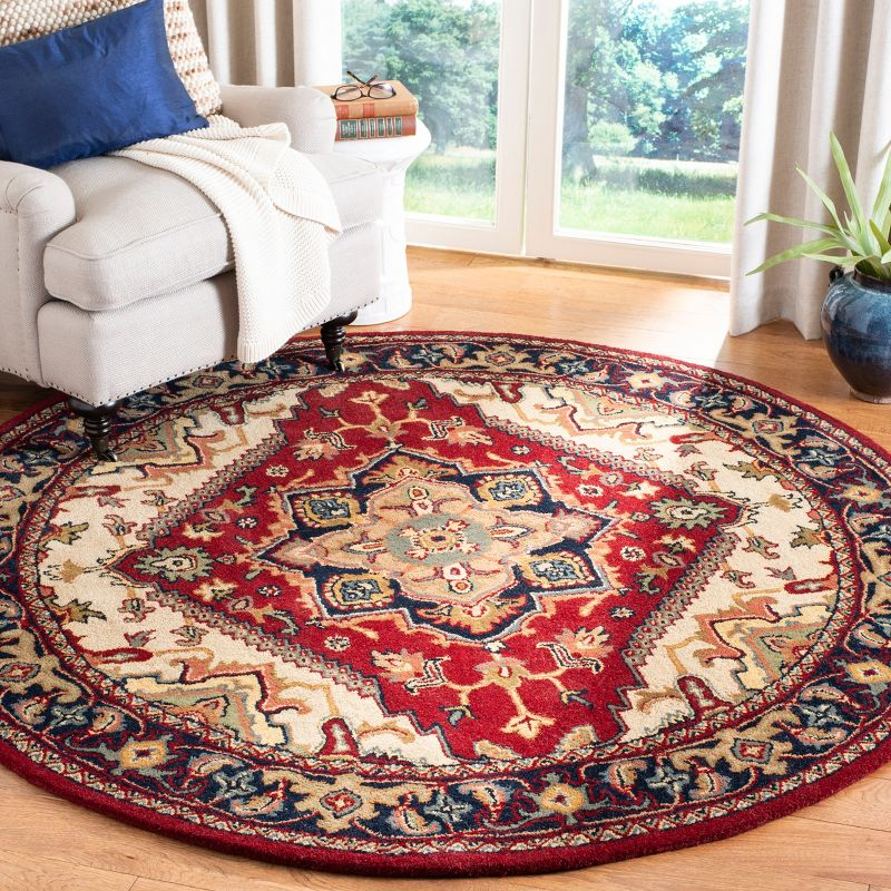 Heritage HG625 Handmade Area Rug - 3'6" Round - Red - Safavieh