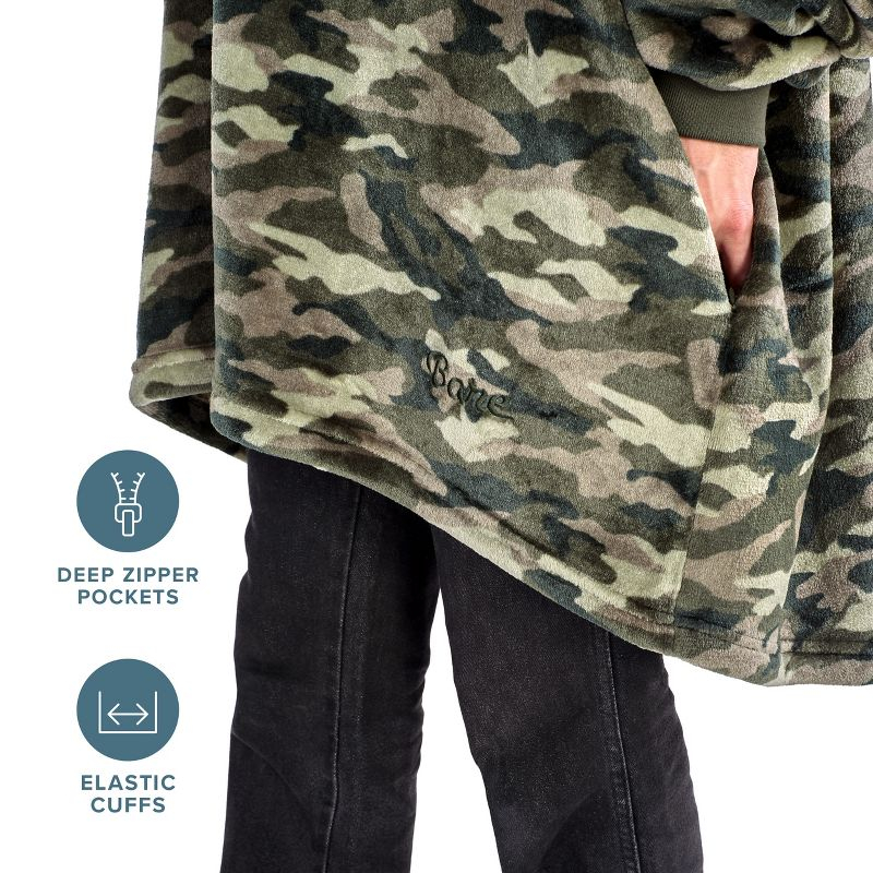 Adult Bare Homey B-Chill Microplush Wearable Blanket, Camo - Green