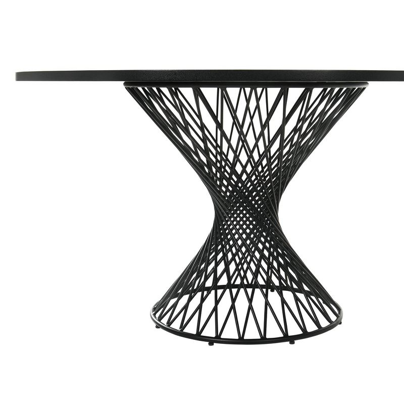 54" Cirque Round Metal Pedestal Dining Table Black Wood - Armen Living