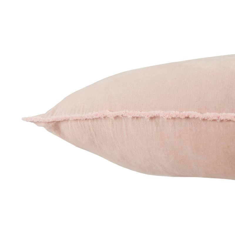 26"x26" Oversized Sunbury Poly Filled Square Throw Pillow Blush - Jaipur Living: Fringe-Trim, Cotton Knit, Zipper Closure