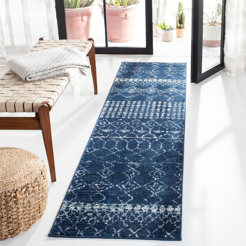 Tulum TUL229 Power Loomed Runner Rug - Navy/Ivory - 2'x11' - Safavieh.
