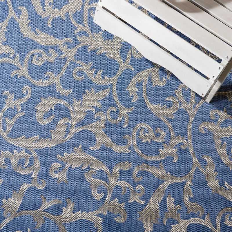 Courtyard CY2653 Power Loomed Indoor and Outdoor Accent Rug - Blue/Natural - 2'x3'7" - Safavieh