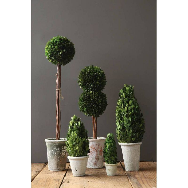 Storied Home Boxwood Cone Topiary: Indoor Faux Topiary, Cement Pot Base, Styrofoam Filler, 17.72" Height
