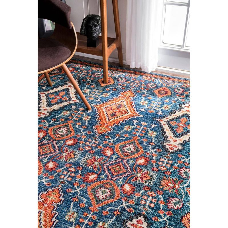 4'x6' Diamond Elayne Area Rug - nuLOOM: Geometric Blue, Low Pile, Indoor, Machine Made, Polypropylene