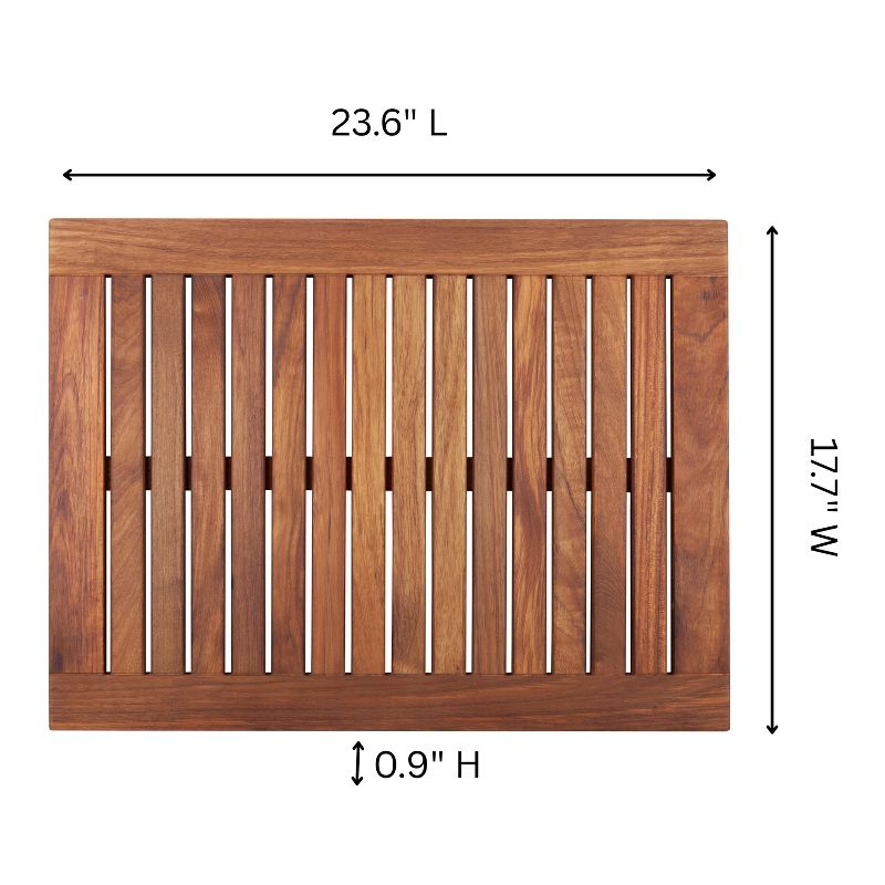 Nordic Teak 23.6" x 17.7" Oiled Shower and Bath Mat with Frame
