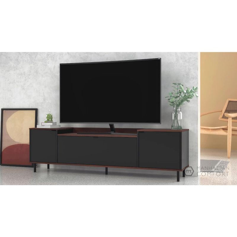 Mosholu TV Stand for TVs up to 60" Black/Nut Brown - Manhattan Comfort: Media Storage, Cable Management