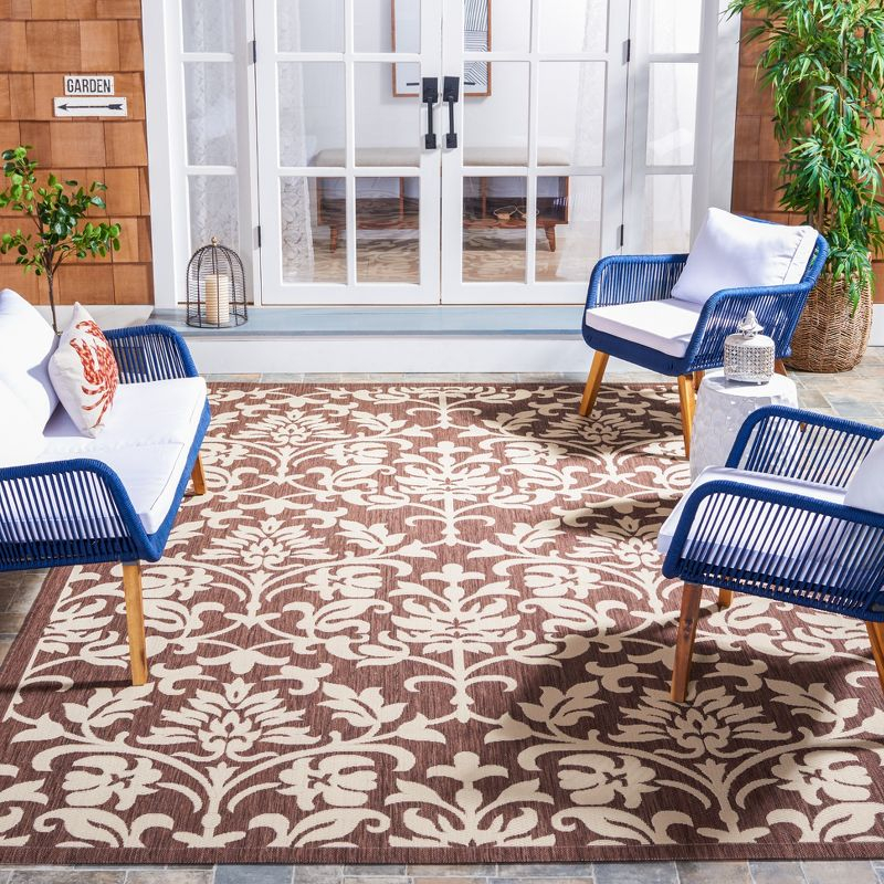 Courtyard CY3416 Power Loomed Indoor and Outdoor Area Rug - Chocolate/Natural - 8'x11' - Safavieh
