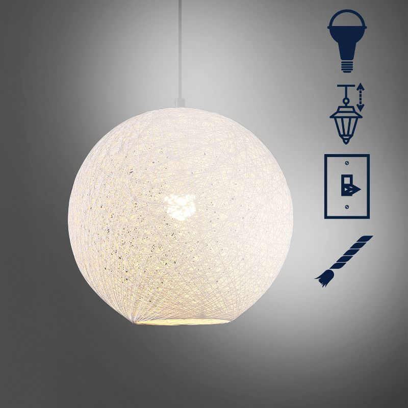 Isla Jade 12" Lacey Bohemian Minimalist Iron/Rope Woven Globe LED Pendant White/Black : 20x20 Inch Polyester, Machine Washable Cloth Napkins