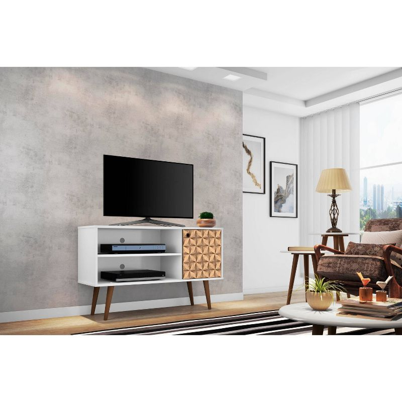 Liberty Mid-Century Modern 2 Shelves and 1 Door with TV Stand for TVs up to 46" White - Manhattan Comfort