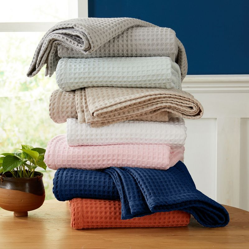 Market & Place 100% Cotton Waffle Weave Bed Blanket Full/Queen White