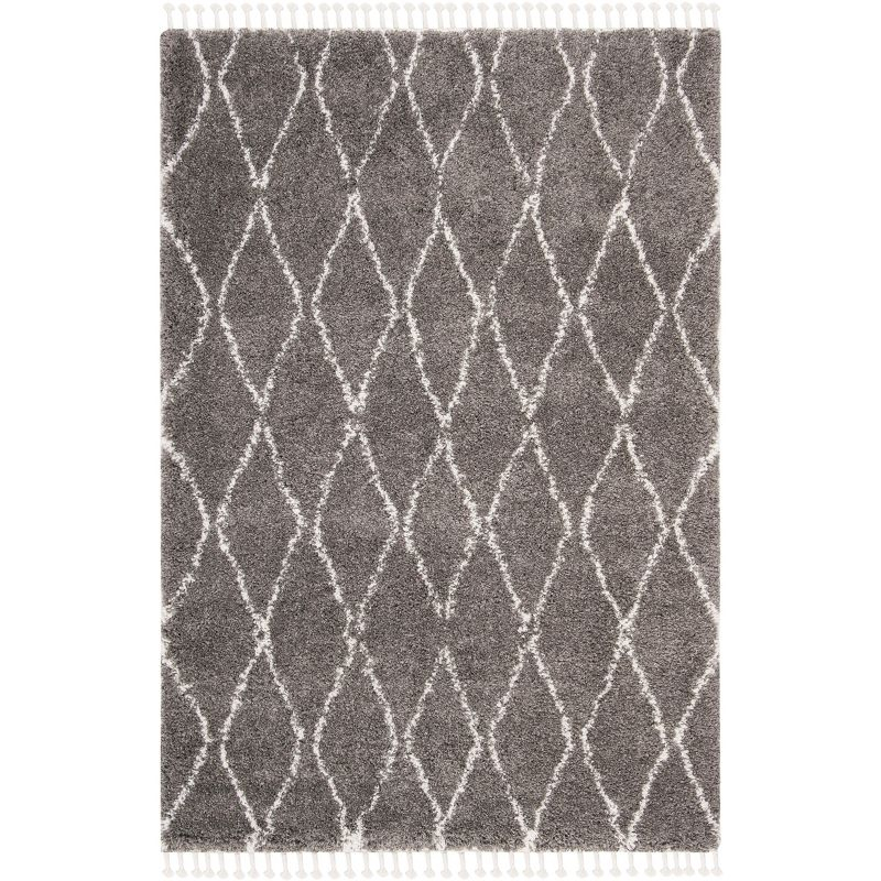 Moroccan Fringe Shag MFG328 Power Loomed Indoor Area Rug - Grey/Ivory - 5'3"x7'6" - Safavieh