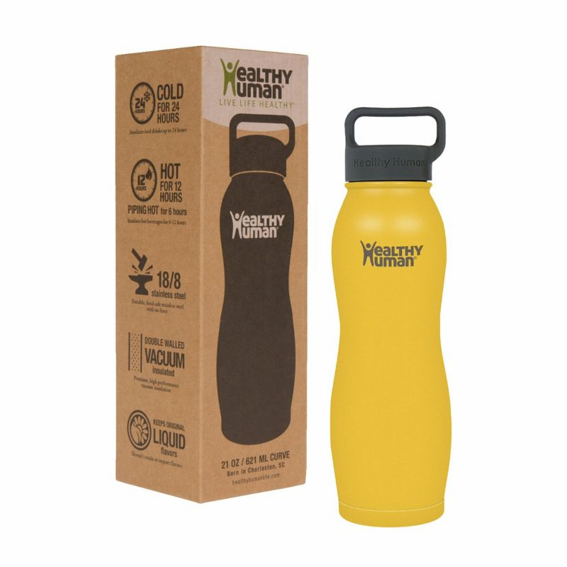 Healthy Human Stainless Steel Curve Water Bottle |(21 oz/ 621 ML, Limoncello)