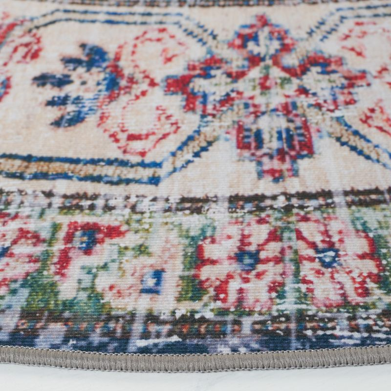Tucson TSN196 Power Loomed Machine Washable Area Rug - Navy/Beige - 6' Round - Safavieh.